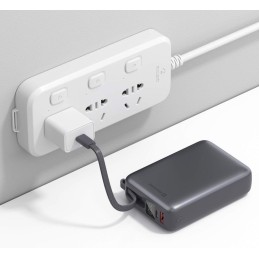 Swissten Power bank 20000 mAh 45W s integrovaným kabelem USB-C / šedá