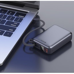 Swissten Power bank 20000 mAh 45W s integrovaným kabelem USB-C / šedá