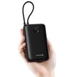 Swissten Power bank VOLTBOX 35W 30000 mAh s integrovanými kabely - USB-C, A, Lightning / černá