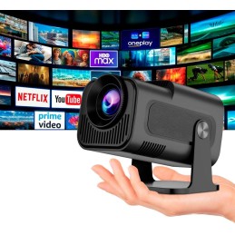 HELMER chytrý přenosný projektor SP 600 FULL HD (1920 x 1080px)/ HDMI/ USB/ Bluetooth/ Wi-Fi/ Repro/ Android 13/ černý