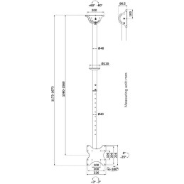 Neomounts CL35-340BL12 Flat Screen Ceiling Mount (Height: 106-156 cm)