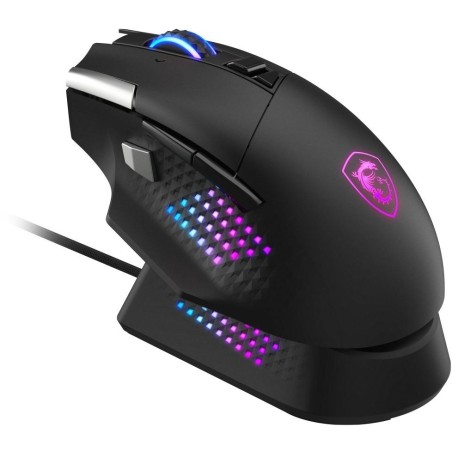 MSI herní myš VERSA PRO Wireless + Mouse Dock PRO/ bezdrátová/ 26.000 dpi/ 2,4GHz/ BT5.3/ USB/ RGB/ 15 tlačítek