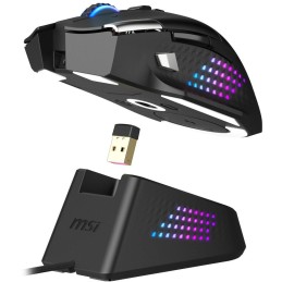 MSI herní myš VERSA PRO Wireless + Mouse Dock PRO/ bezdrátová/ 26.000 dpi/ 2,4GHz/ BT5.3/ USB/ RGB/ 15 tlačítek