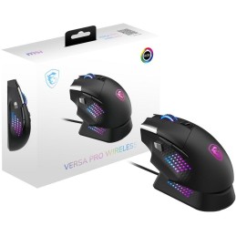 MSI herní myš VERSA PRO Wireless + Mouse Dock PRO/ bezdrátová/ 26.000 dpi/ 2,4GHz/ BT5.3/ USB/ RGB/ 15 tlačítek