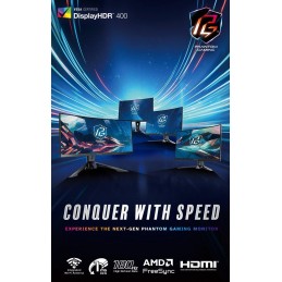 Phantom Gaming by Asrock monitor  PG25FFT 24,5"/IPS/1920x1080/180Hz/300cd/m2/1ms/HDMI/DP/speaker