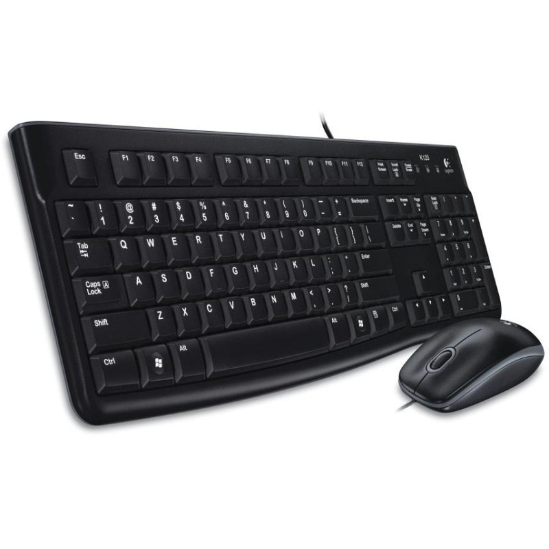 Logitech set MK120/ Drátová klávesnice + myš/ USB/ CZ/SK/ černý