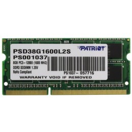 PATRIOT Ultrabook 8GB DDR3 1600MHz / SO-DIMM / CL11 / PC3-12800 / 1,35V