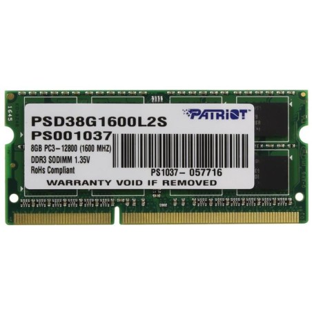 PATRIOT Ultrabook 8GB DDR3 1600MHz / SO-DIMM / CL11 / PC3-12800 / 1,35V