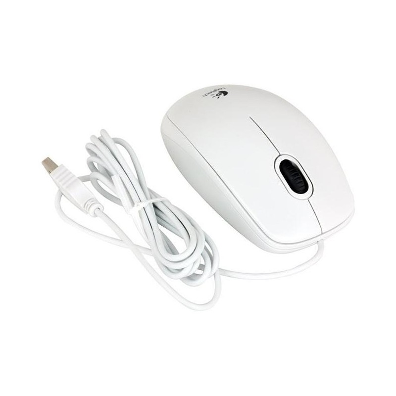 Logitech myš B100/ Drátová/ Optická/ 800dpi/ USB/ bílá