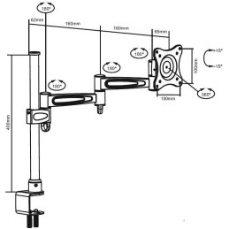 SUNNE by Elite Screens držák stolní pro LCD 13 - 27"/ náklon 15°/ otočení 180°/ Pivot 360°