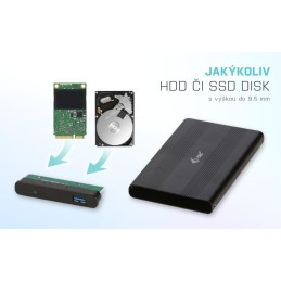 I-tec externí box pro HDD ADVANCE MySafe AluBasic/ 2,5" SATA/ SSD/ USB 3.0/ černý