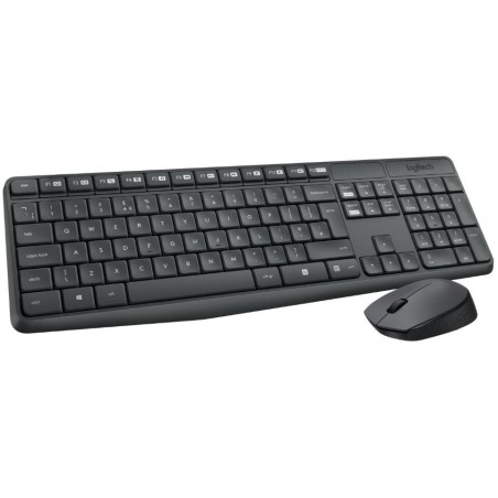 Logitech set MK235/ Bezdrátová klávesnice + myš/ 2.4GHz/ USB přijímač/ CZ/ šedý