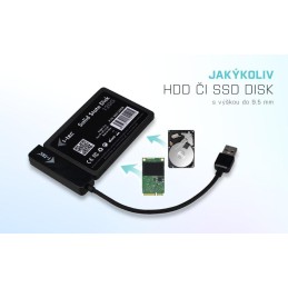 I-tec externí box pro HDD ADVANCE MySafe Easy/ 2,5" SATA/ SSD/ USB 3.0/ černý