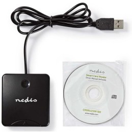 NEDIS čtečka čipových karet CRDRU2SM1BK/ Smart Card ID-1/ eObčanka/ standartní biometrické čipy/ USB 2.0/ černá