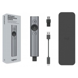 Logitech prezentér SPOTLIGHT/ bezdrátový/ Bluetooth/ šedý
