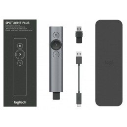Logitech prezentér SPOTLIGHT PLUS/ bezdrátový/ Bluetooth/ šedý