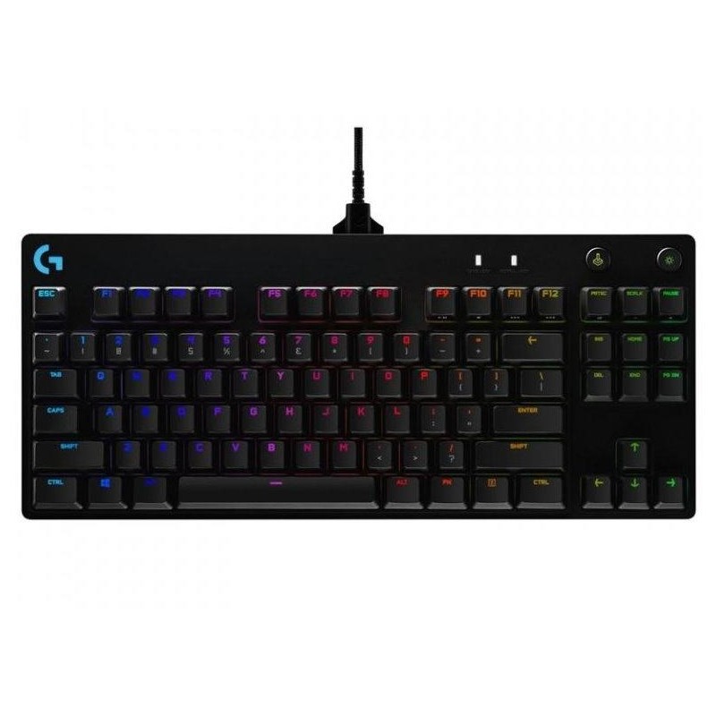 Logitech herní klávesnice G PRO RGB/ mechanická/ GX Blue/ USB/ US layout/ černá