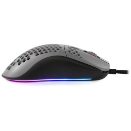 AROZZI herní myš FAVO Ultra Light Black-Grey/ drátová/ 16.000 dpi/ USB/ 7 tlačítek/ RGB/ černošedá