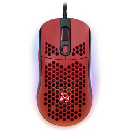 AROZZI herní myš FAVO Ultra Light Black-Red/ drátová/ 16.000 dpi/ USB/ 7 tlačítek/ RGB/ černočervená
