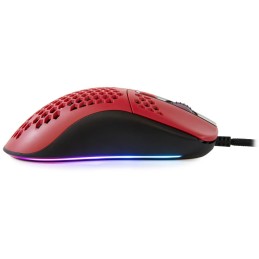 AROZZI herní myš FAVO Ultra Light Black-Red/ drátová/ 16.000 dpi/ USB/ 7 tlačítek/ RGB/ černočervená