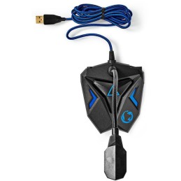 NEDIS stolní herní mikrofon/ ohebné rameno/ tlačítko ztlumení/ USB/ 3,5mm jack/ citlivost -30dB/ černo-modrý