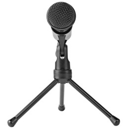 NEDIS stolní všesměrový mikrofon/ tlačítko ON/OFF/ s tříramenným stojanem/ 3,5mm jack/ citlivost -30dB/ černý
