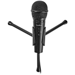 NEDIS stolní všesměrový mikrofon/ tlačítko ON/OFF/ s tříramenným stojanem/ 3,5mm jack/ citlivost -30dB/ černý