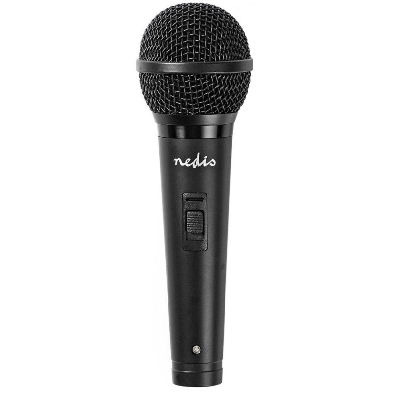NEDIS kabelový mikrofon/ Kardioid/ odnímatelný kabel 5m/ 600 Ohm/ -72 dB/ jack 6.35 mm/ vypínač/ ABS/ černý