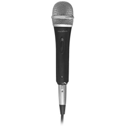 NEDIS kabelový mikrofon/ Kardioid/ odnímatelný kabel 5m/ 600 Ohm/ -72 dB/ jack 6.35 mm/ vypínač/ kov/ černo-šedý
