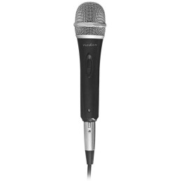 NEDIS kabelový mikrofon/ Kardioid/ odnímatelný kabel 5m/ 600 Ohm/ -72dB/ jack 6.35 mm/ vypínač/ pouzdro/ kov/ černo-šedý