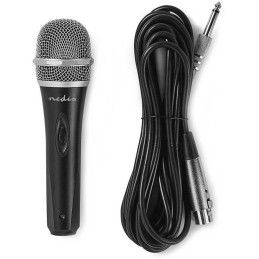 NEDIS kabelový mikrofon/ Kardioid/ odnímatelný kabel 5m/ 600 Ohm/ -72dB/ jack 6.35 mm/ vypínač/ pouzdro/ kov/ černo-šedý