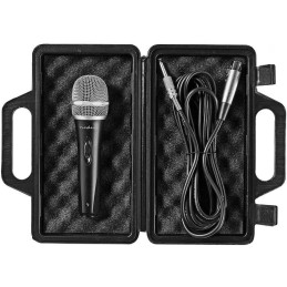 NEDIS kabelový mikrofon/ Kardioid/ odnímatelný kabel 5m/ 600 Ohm/ -72dB/ jack 6.35 mm/ vypínač/ pouzdro/ kov/ černo-šedý