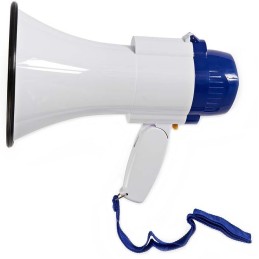 NEDIS megafon/ rozsah 250m/ hlasitost 115dB/ vestavěný mikrofon/ vestavěná siréna/ funkce nahrávání/ bílo-modrý
