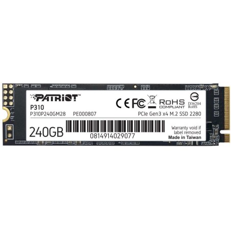 PATRIOT P310 240GB SSD / Interní / M.2 PCIe Gen3 x4 NVMe 1.3 / 2280