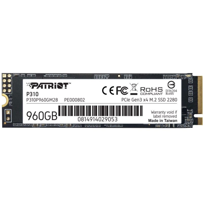PATRIOT P310 960GB SSD / Interní / M.2 PCIe Gen3 x4 NVMe 1.3 / 2280