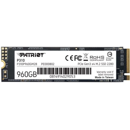 PATRIOT P310 960GB SSD / Interní / M.2 PCIe Gen3 x4 NVMe 1.3 / 2280