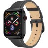 Swissten remienok pre apple watch kožený 42 / 44 / 45 / 49 mm čierny (čierna spona a čierne pútko)