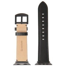 Swissten řemínek pro apple watch kožený 42 / 44 / 45 / 49 mm černý (černá spona a černé poutko)