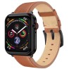 Pasek Swissten do zegarka Apple Watch skórzany 42 / 44 / 45 / 49 mm brązowy (czarna klamra i czarna szlufka)