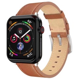 Swissten řemínek pro apple watch kožený 42 / 44 / 45 / 49 mm hnědý (stříbrná spona a stříbrné poutko)