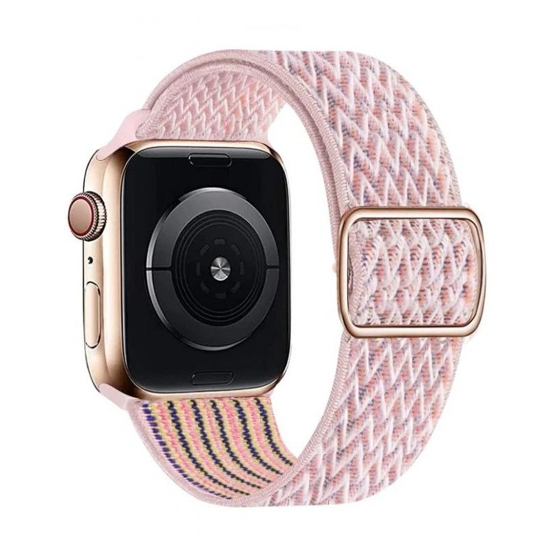 Swissten řemínek pro apple watch nylonový 42 / 44 / 45 / 49 mm růžový (se sponou)