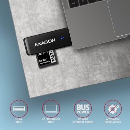 AXAGON čtečka paměťových karet MicroSD/SD SUPERSPEED / CRE-S2N / USB-A 3.2 Gen1 /