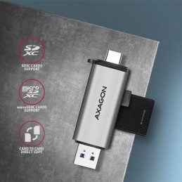 AXAGON čtečka paměťových karet MicroSD/SD / CRE-SAC / USB-A / USB-C / 3.2 Gen1 /