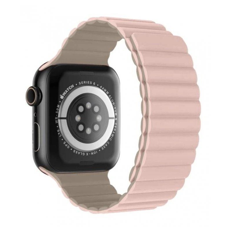 Swissten řemínek pro apple watch silikonový - magnetic 38 / 40 / 41 mm růžovo/cappuccino