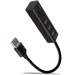 AXAGON hub USB-A / HMA-CR3A / USB 3.2 Gen1 / 3x USB-A / MicroSD/SD / kovové tělo / 0,2m