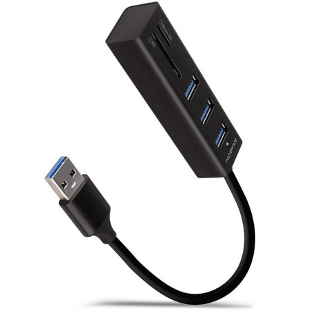 AXAGON hub USB-A / HMA-CR3A / USB 3.2 Gen1 / 3x USB-A / MicroSD/SD / kovové tělo / 0,2m