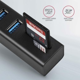 AXAGON hub USB-A / HMA-CR3A / USB 3.2 Gen1 / 3x USB-A / MicroSD/SD / kovové tělo / 0,2m