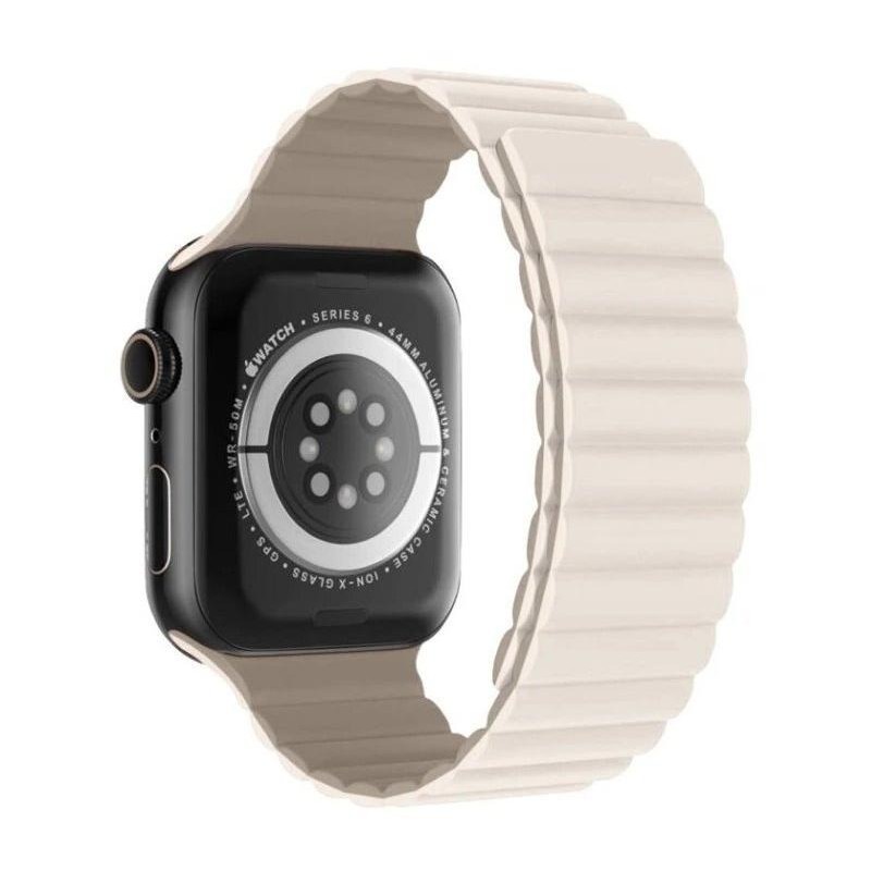 Swissten řemínek pro apple watch silikonový - magnetic 42 / 44 / 45 / 49 mm bílá / cappuccino