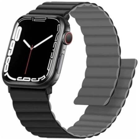 Swissten řemínek pro apple watch silikonový - magnetic 42 / 44 / 45 / 49 mm černo/šedý