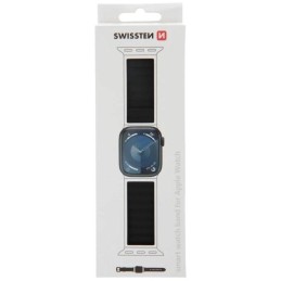 Swissten řemínek pro apple watch silikonový - magnetic 42 / 44 / 45 / 49 mm černo/šedý